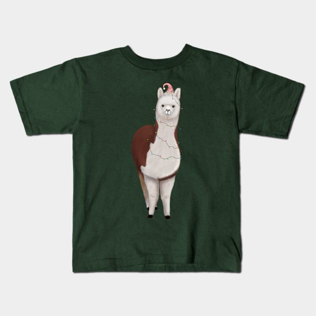 Alpaca ready for Christmas Kids T-Shirt by illograph